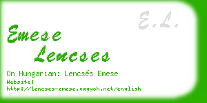 emese lencses business card